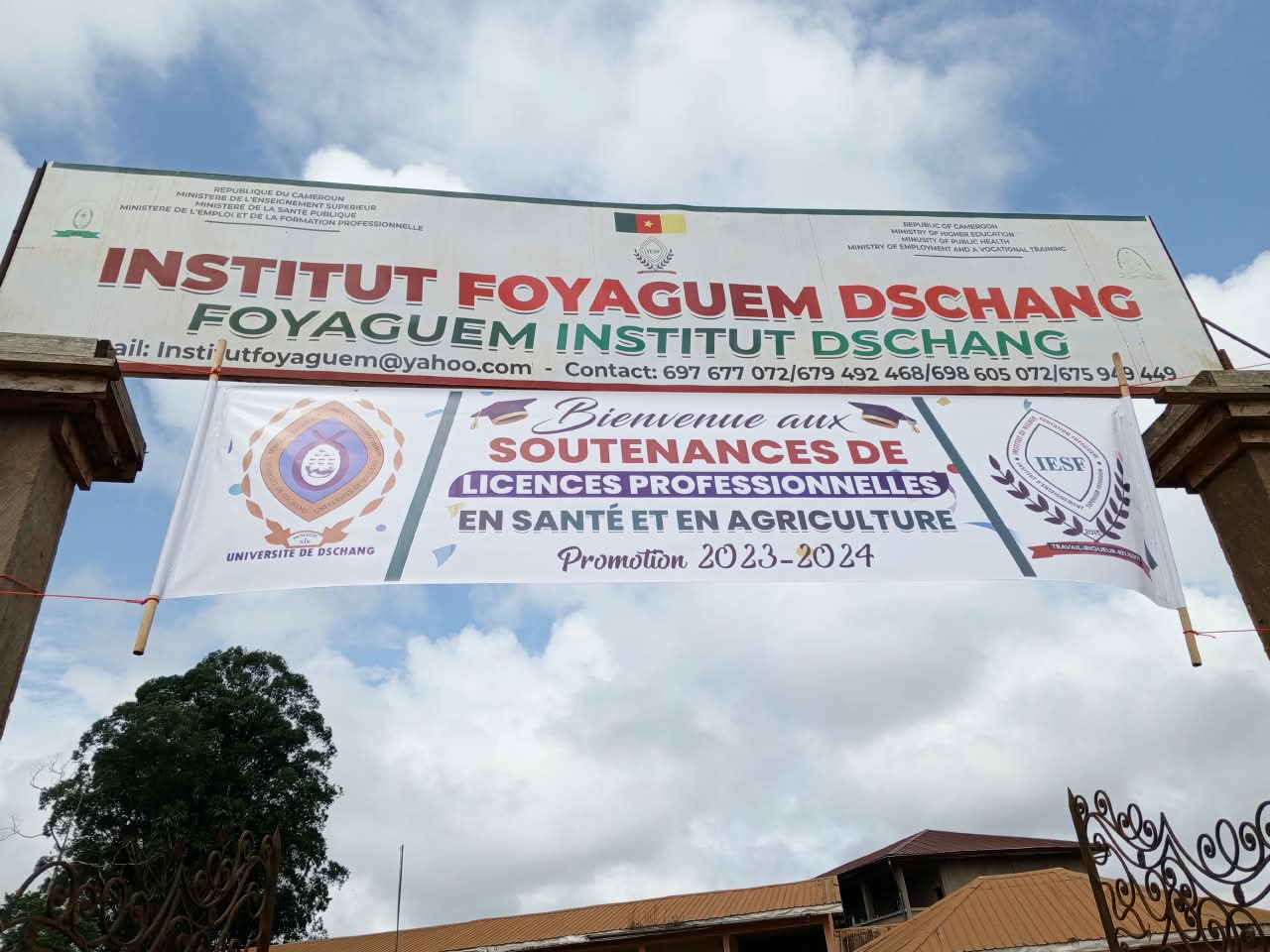 Banderole des soutenances de licences professionnelles en santé et en agriculture, au portail de l'institut.